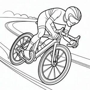 Versione stampabile in bianco e nero della bici da corsa in azione