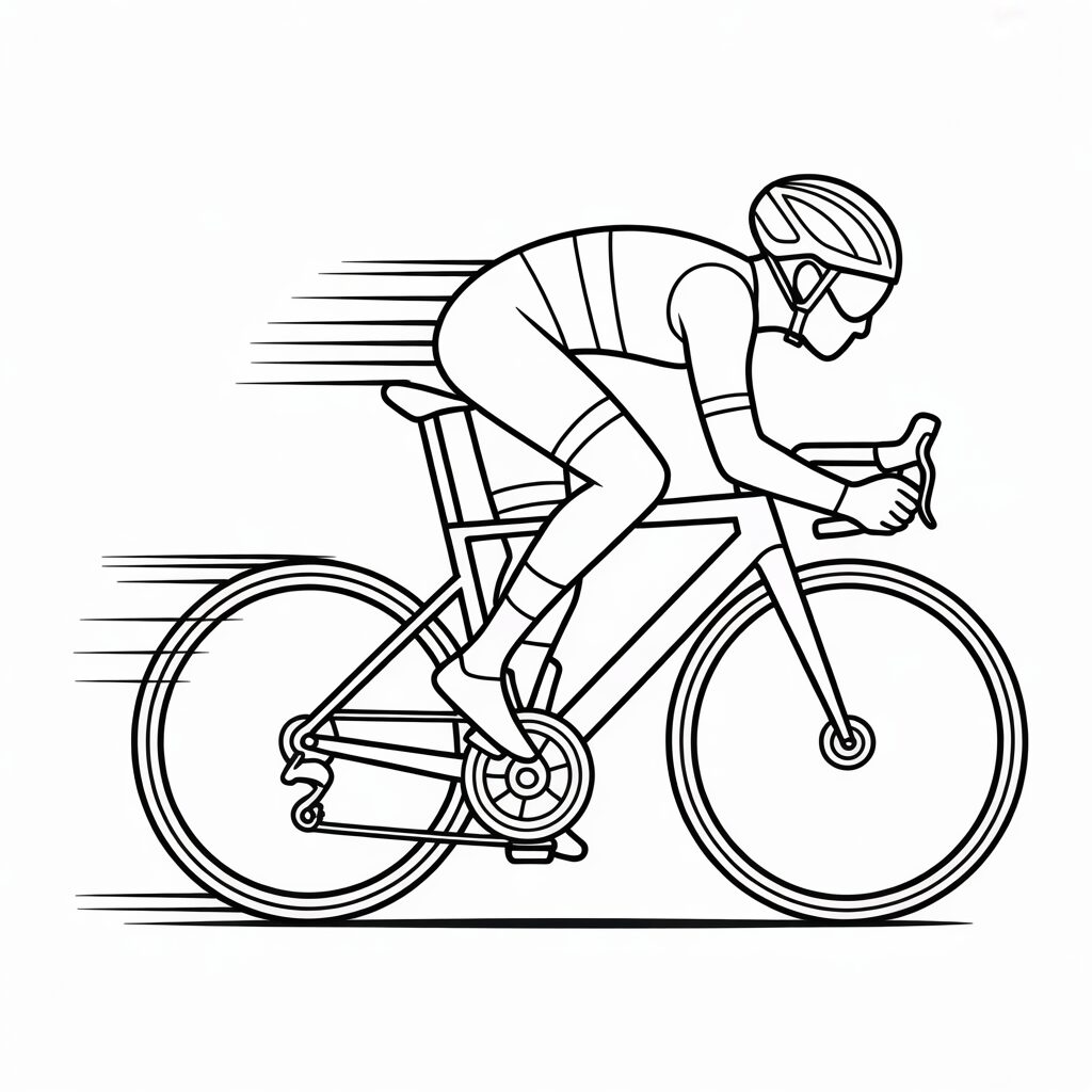 Racefiets in actie te downloaden kleurplaat