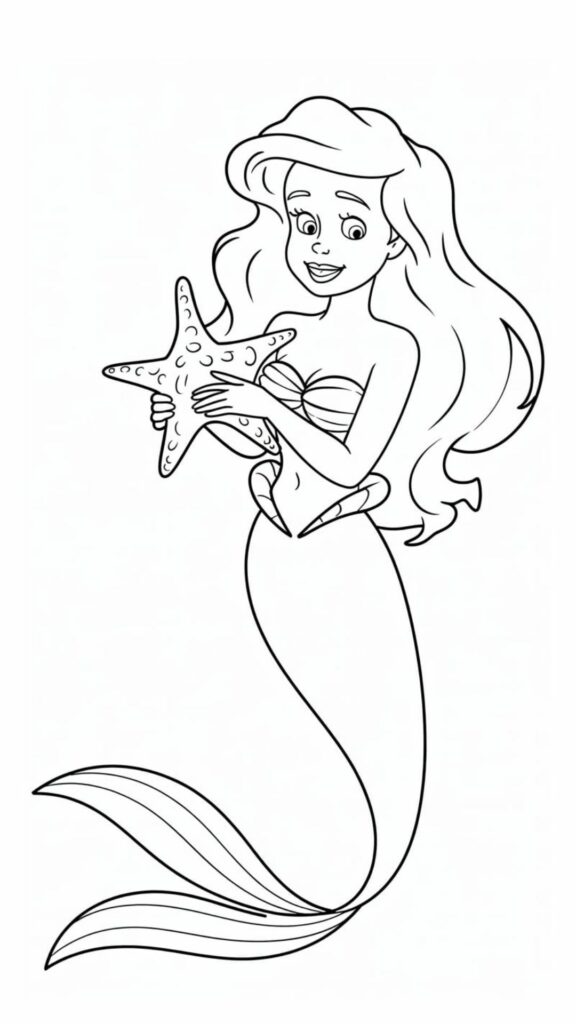 coloriage ariel la petite sirène