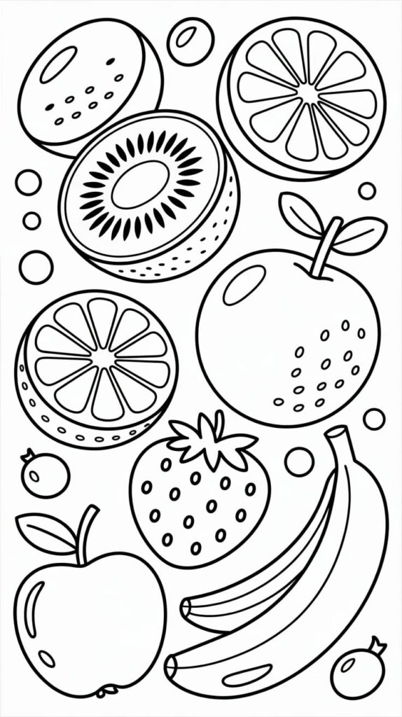 frutas coloridas para imprimir