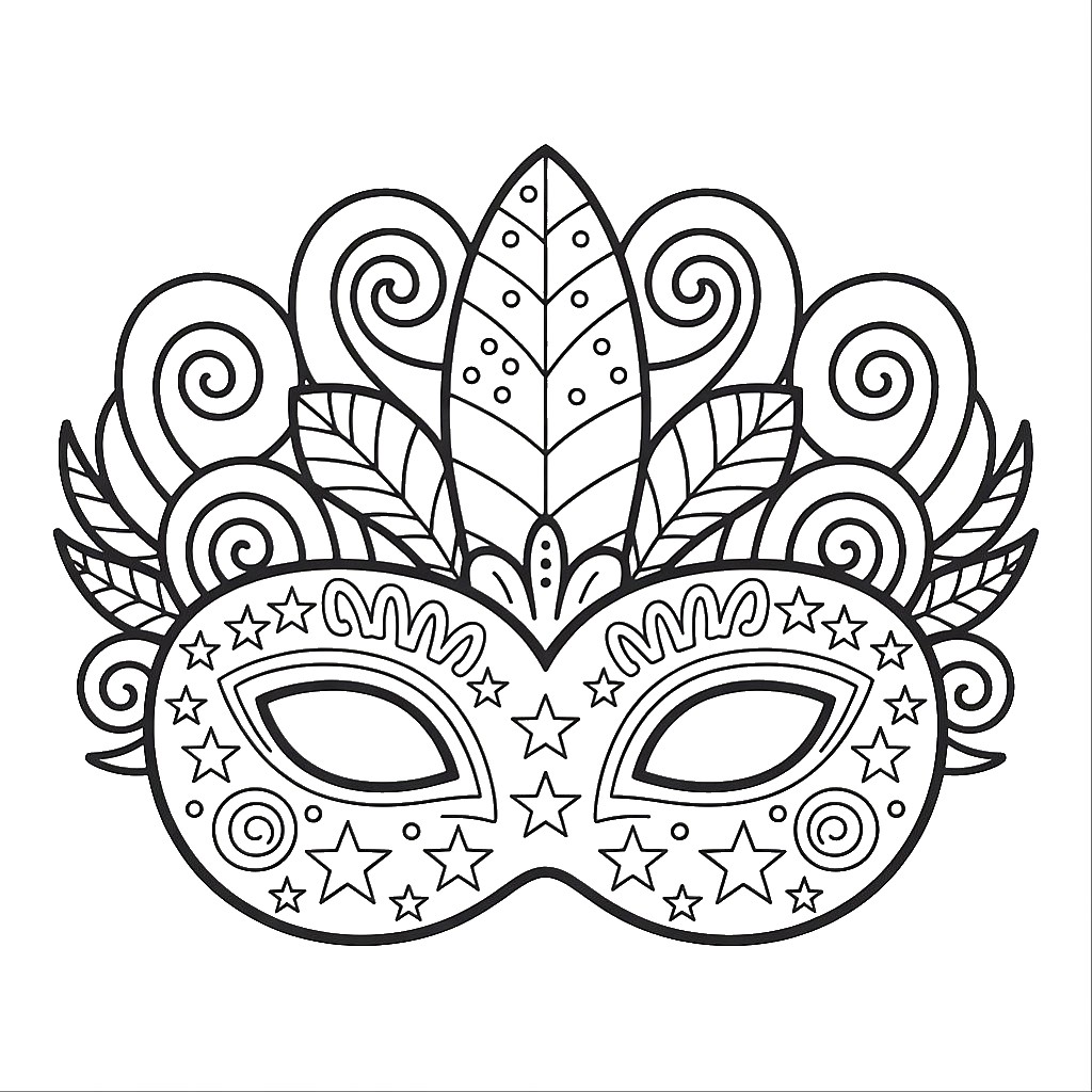 carnaval maskers kleurplaten