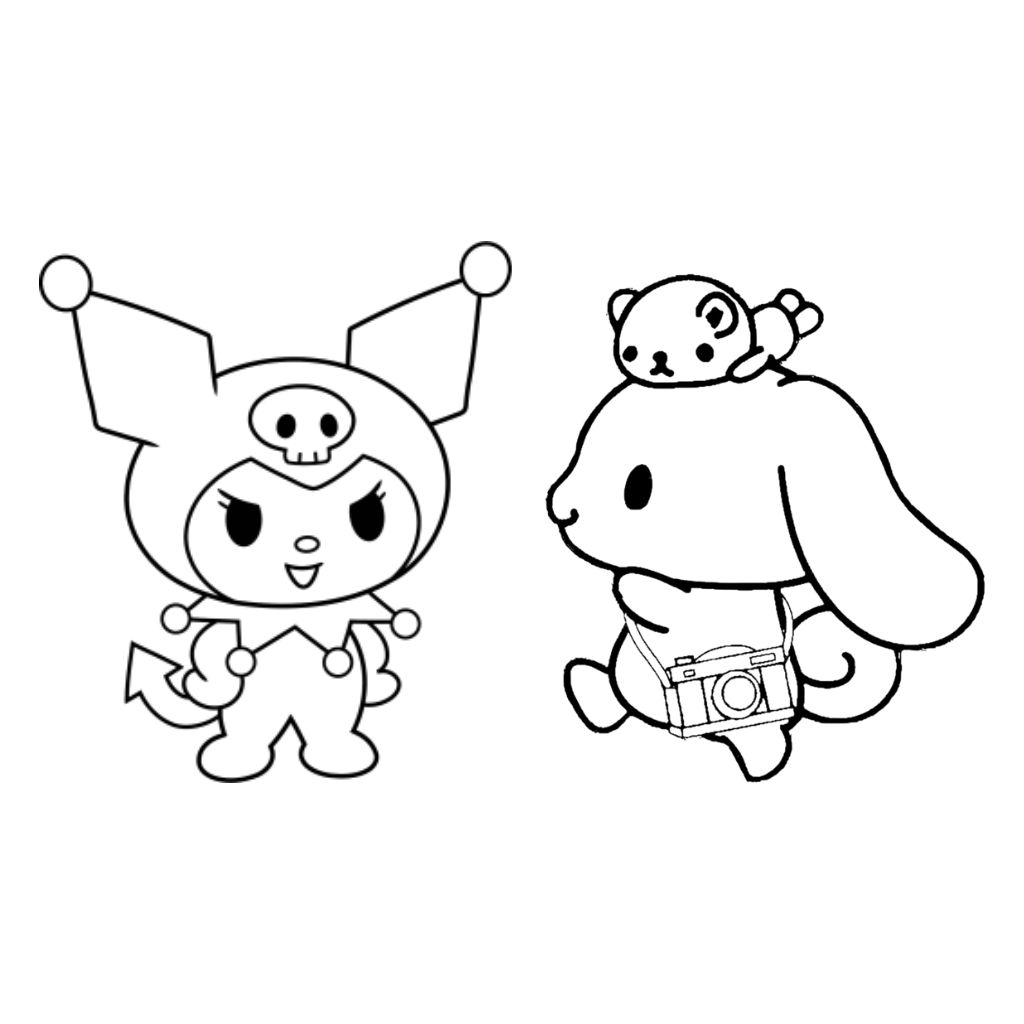 cinnamoroll and kuromi kleurplaat