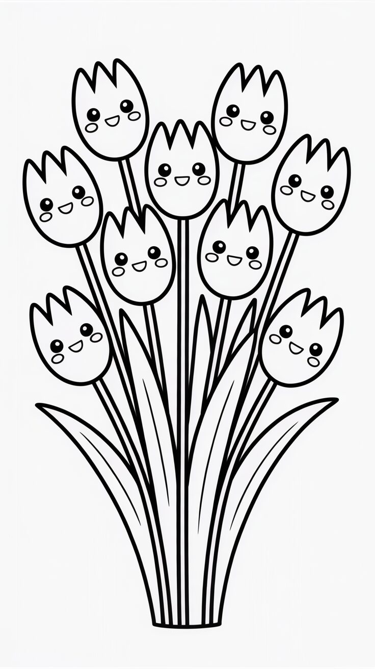 colorare Bouquet di tulipani