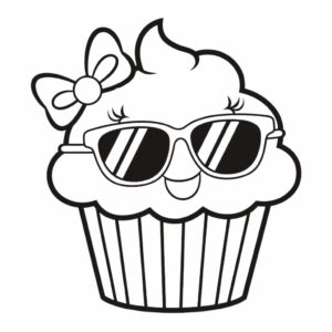 cupcake kleurplaat simpel