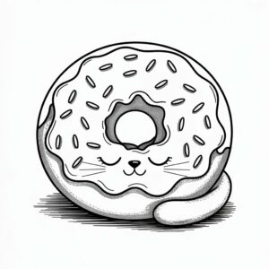 sevimli donut boyama sayfasi emojili