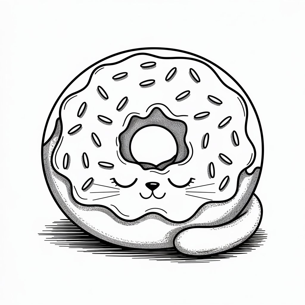 dieren met donuts kleurplaat