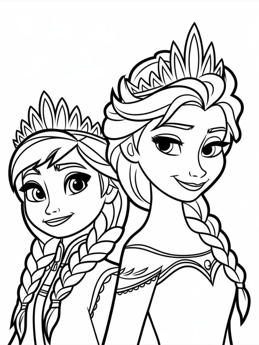 elsa and anna coloring sheet