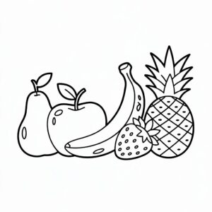 cesta de frutas para colorir