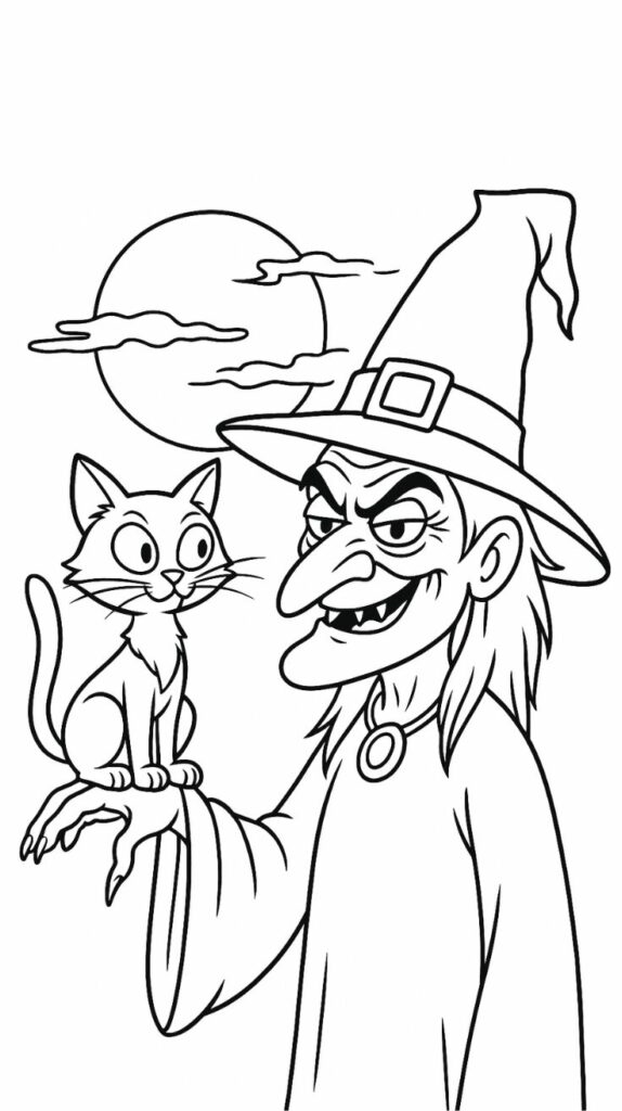 halloween kleurplaat heks