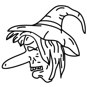 heks op bezem tekening