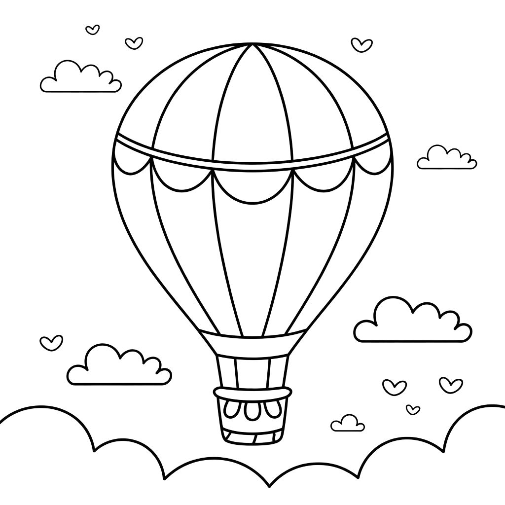 afbeelding kleurplaat luchtballon