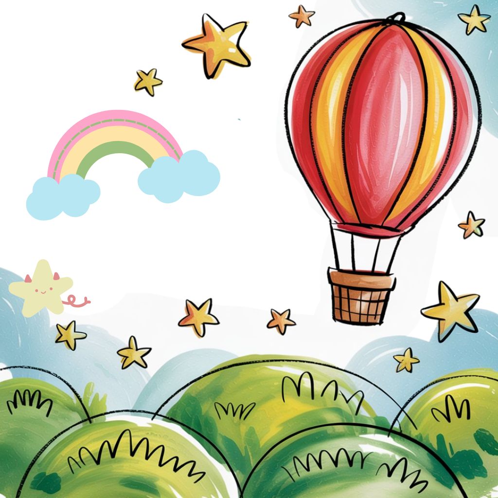 hot air balloon coloring page feature