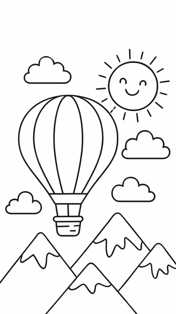 heißluftballon korb ausmalbild