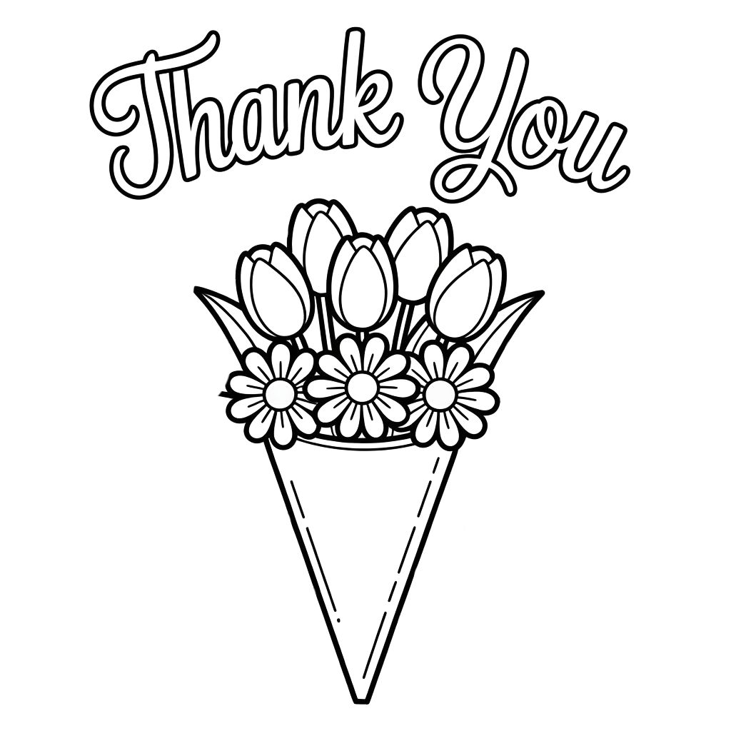 kleurplaat bedankt bloemen