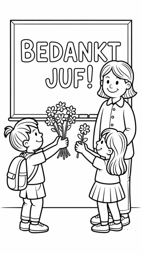 kleurplaat bedankt juf