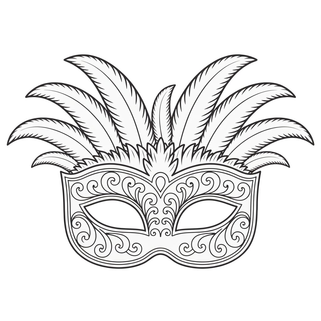 kleurplaat carnaval maskers
