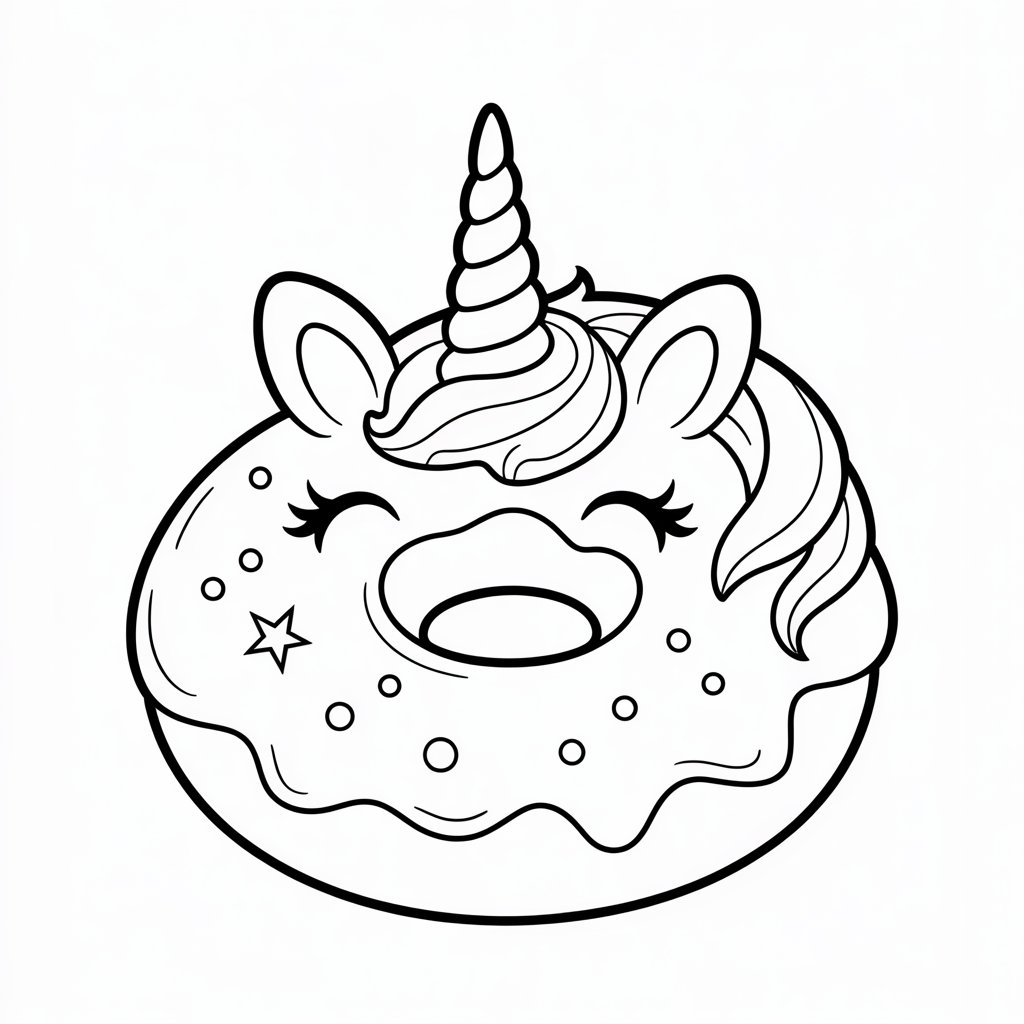 kleurplaat donut unicorn