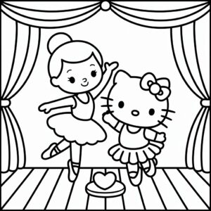 kleurplaat hello kitty ballerina
