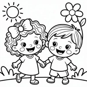 kleurplaat kawaii poppetjes bff