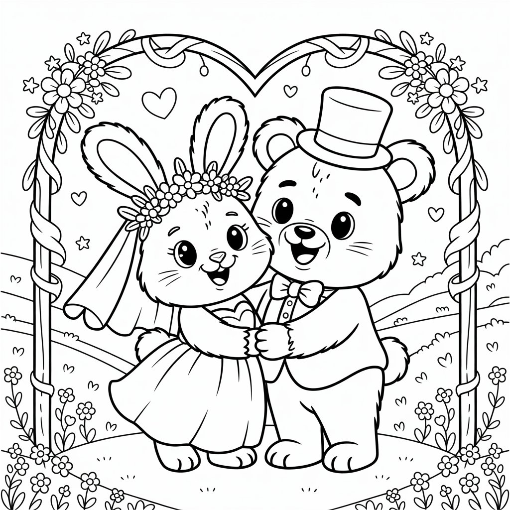 kleurplaat opa en oma trouwen