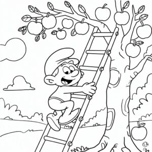 kleurplaat smurfen en het verloren dorp