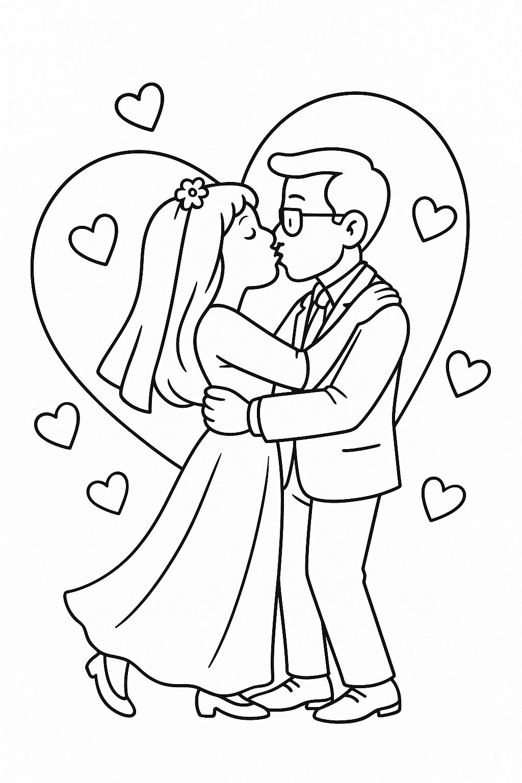 kleurplaat trouwen papa en mama