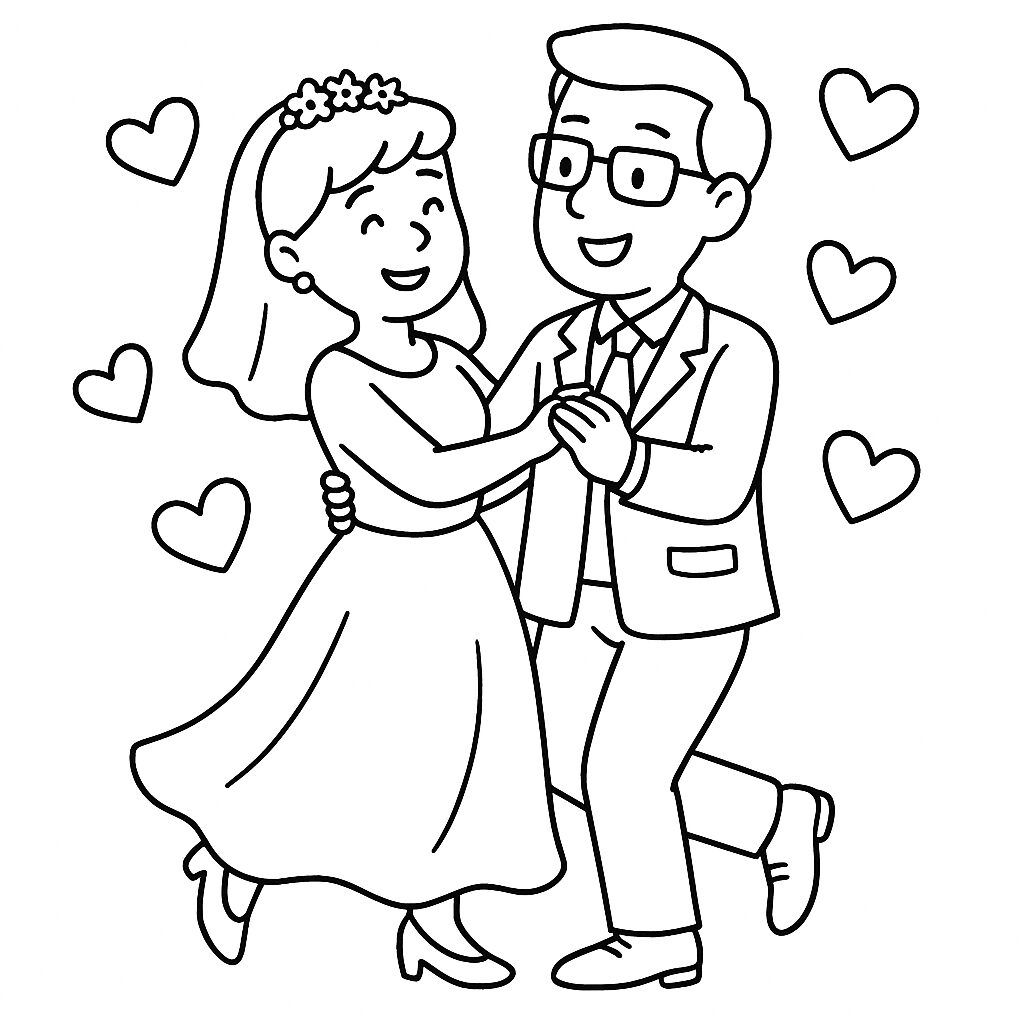 kleurplaat trouwen printen