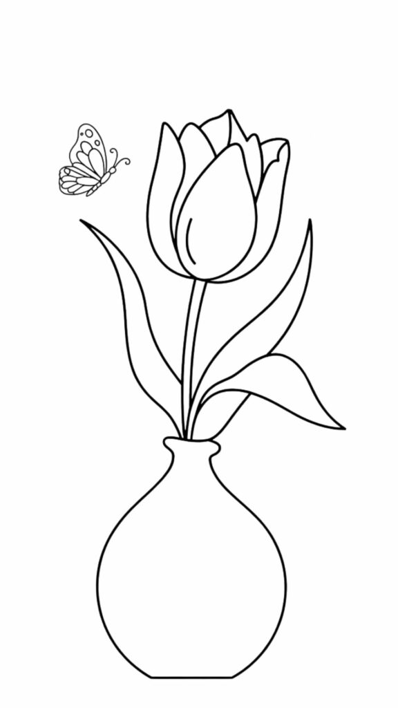 kleurplaat tulp bloemen