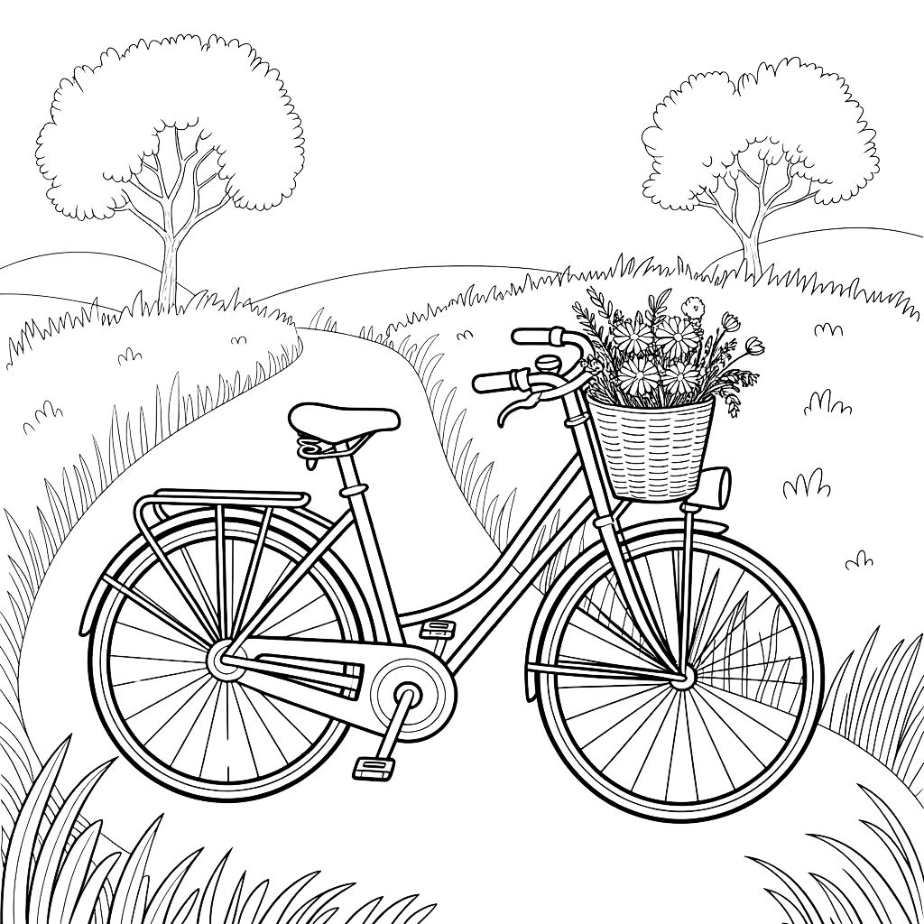 kleurplaat van een fiets