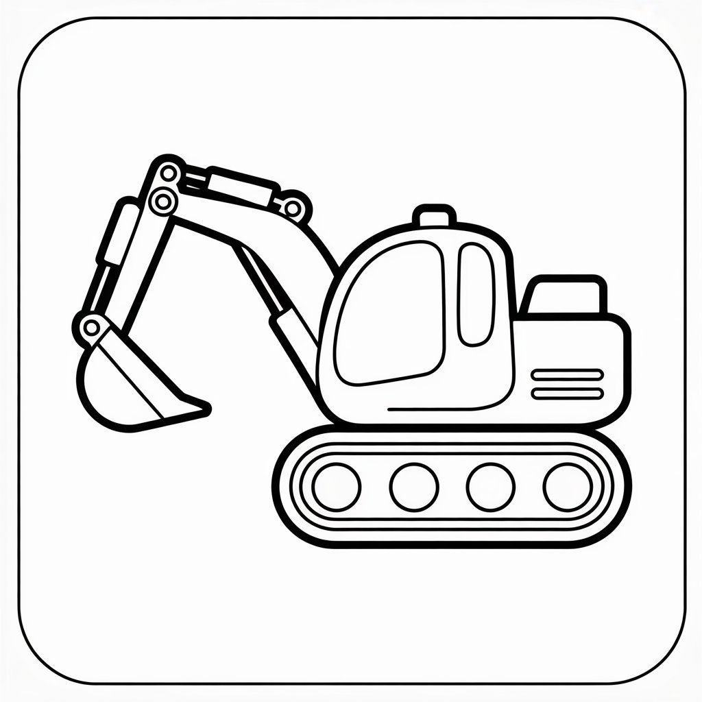 kleurplaat van een graafmachine