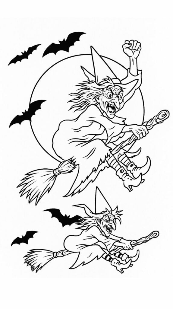 kleurplaten halloween heks