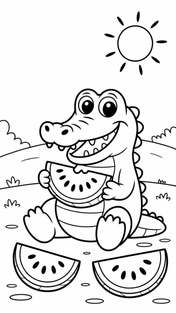 krokodil tekenen simpel
