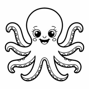 coloriage pieuvre kawaii