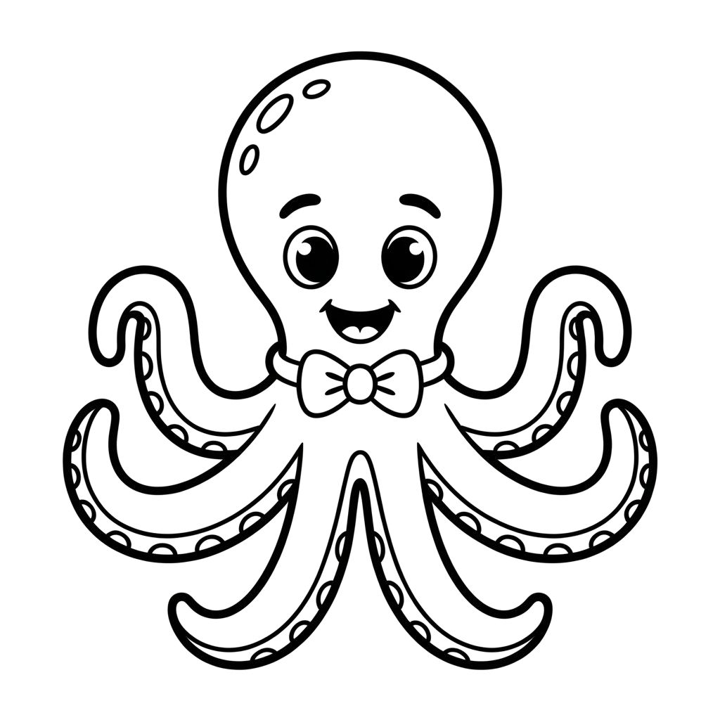 schattige dieren kleurplaat octopus