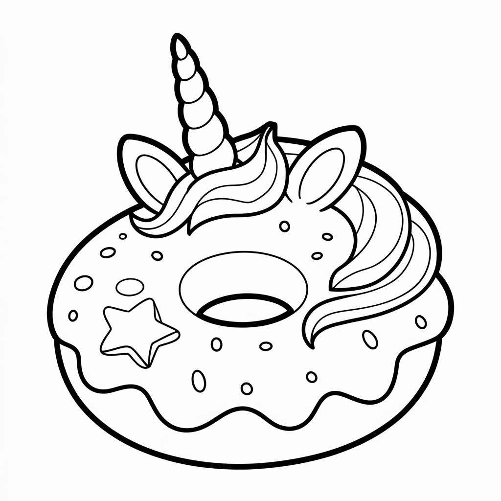 unicorn donut kleurplaat