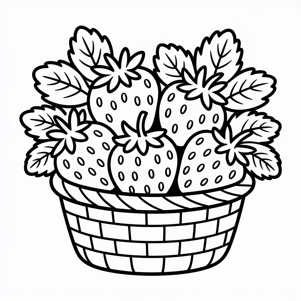 Cesto di fragole pagina da colorare gratuita
