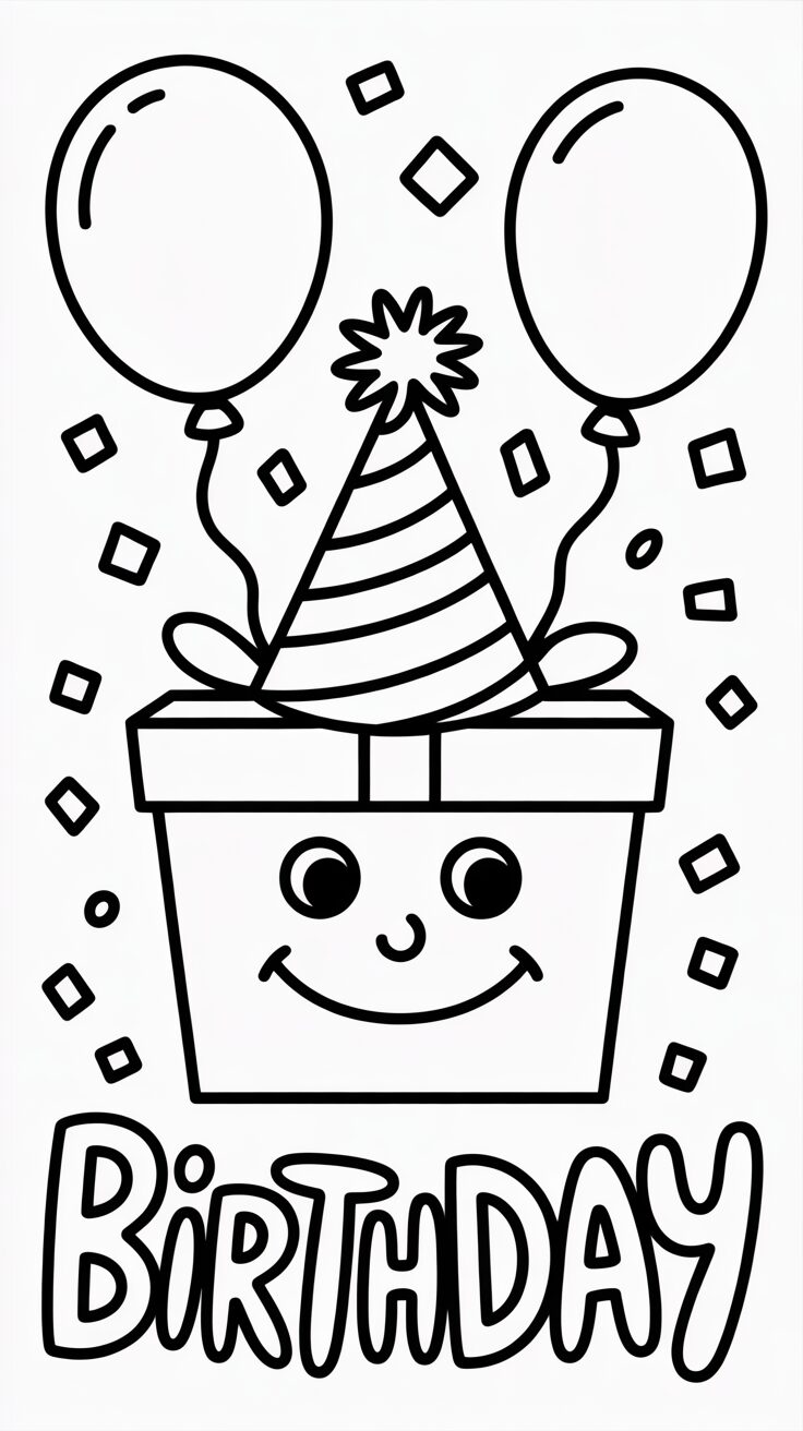 Download verjaardagscadeau om in te kleuren