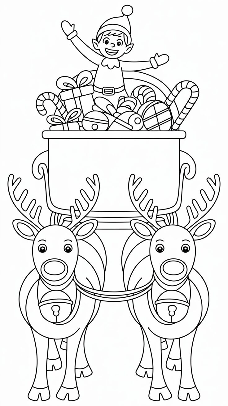 Elf met arrenslee en rendieren PDF