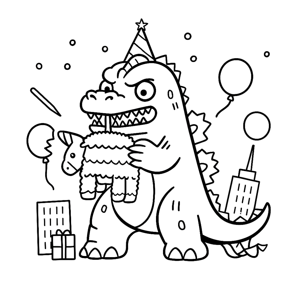 Free Godzilla Coloring Page – brüllender Godzilla zum Ausmalen