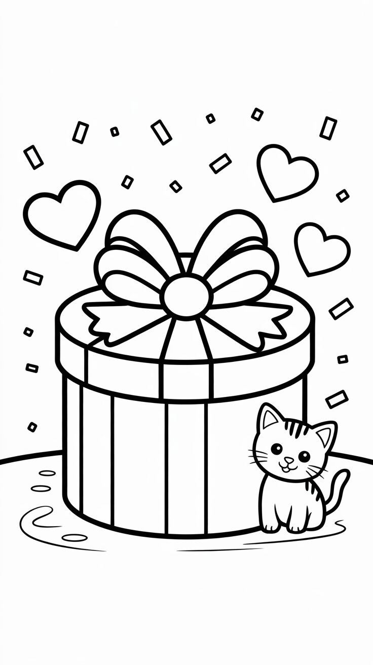 Inkleuren vrolijk verjaardagscadeau print