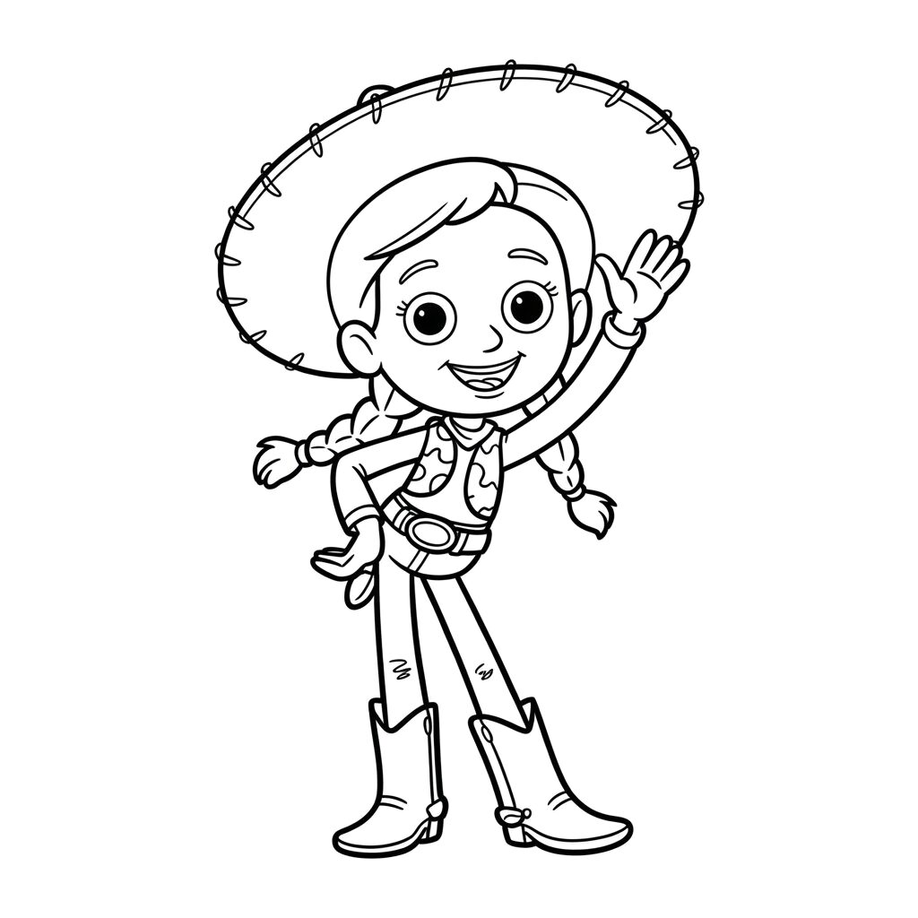 Jessie met haar rode hoed kleurplaat downloaden