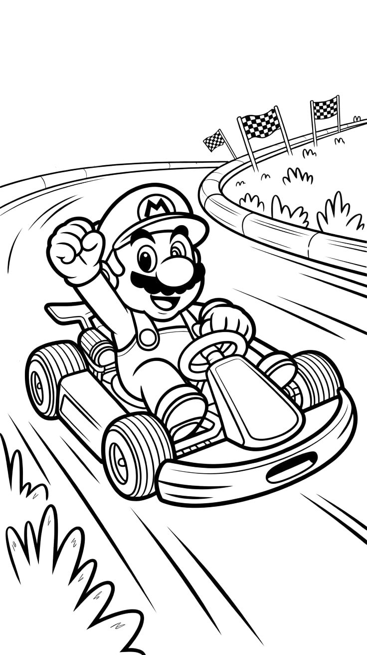 Mario Kart kleurplaat makkelijk