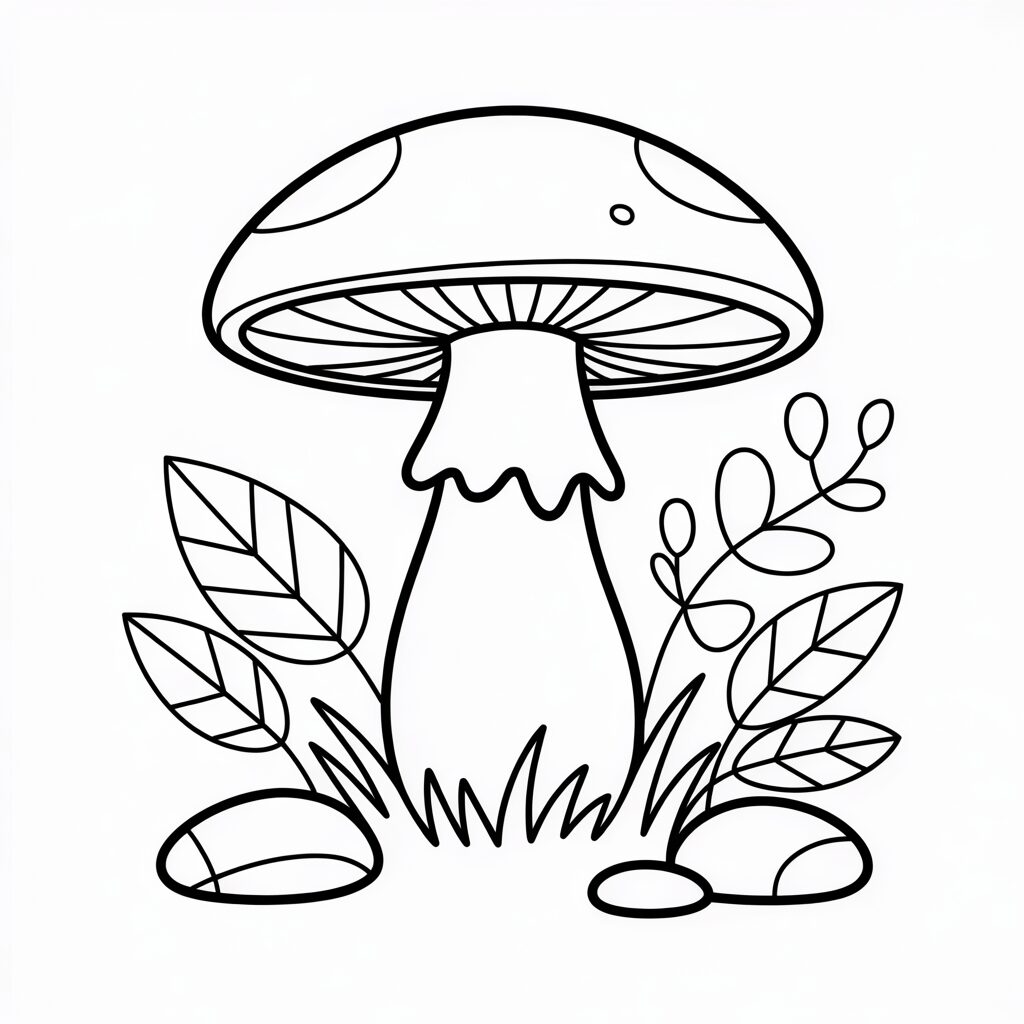 Paddestoel in het bos kleurplaat PDF