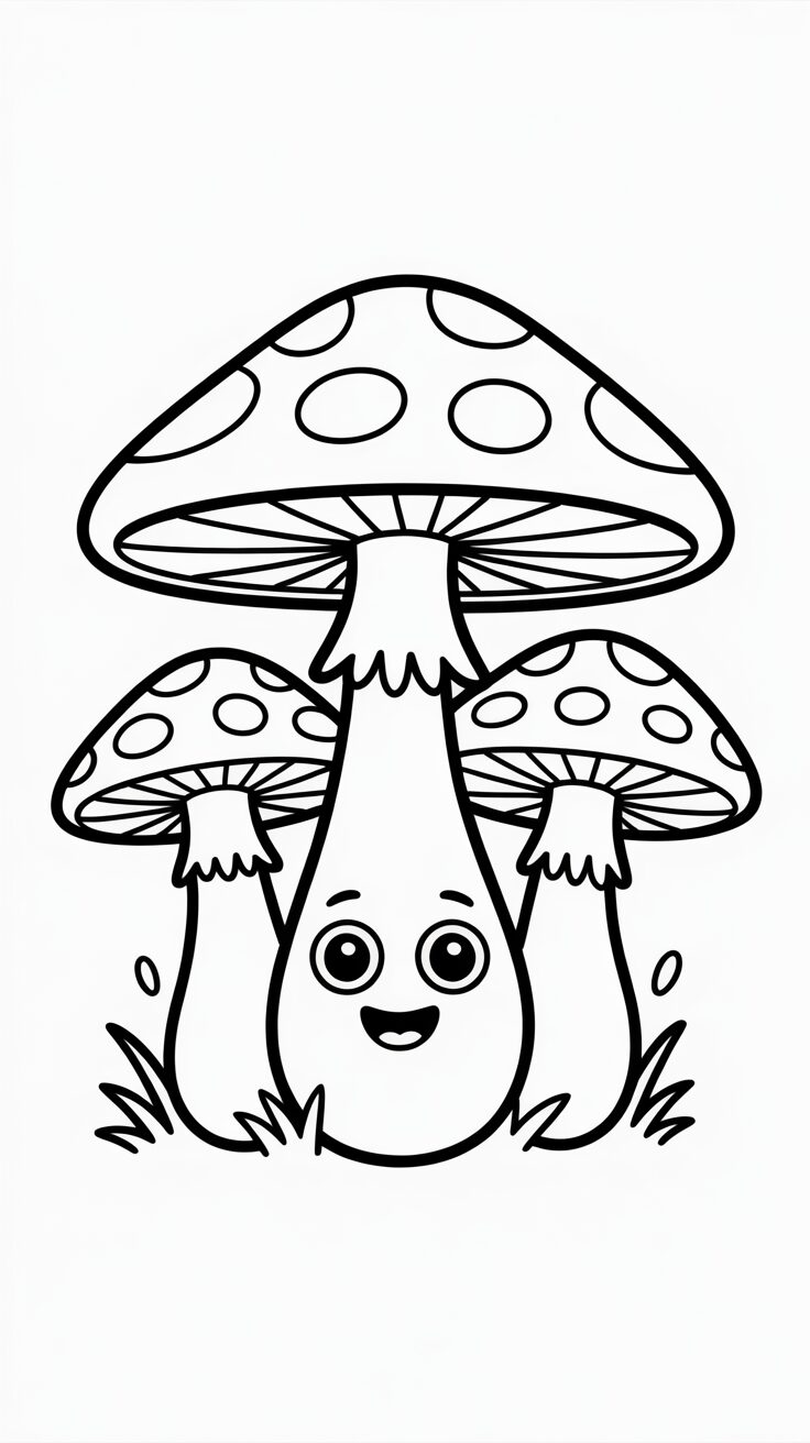 Schattige paddestoelen met gezichtjes gratis PDF