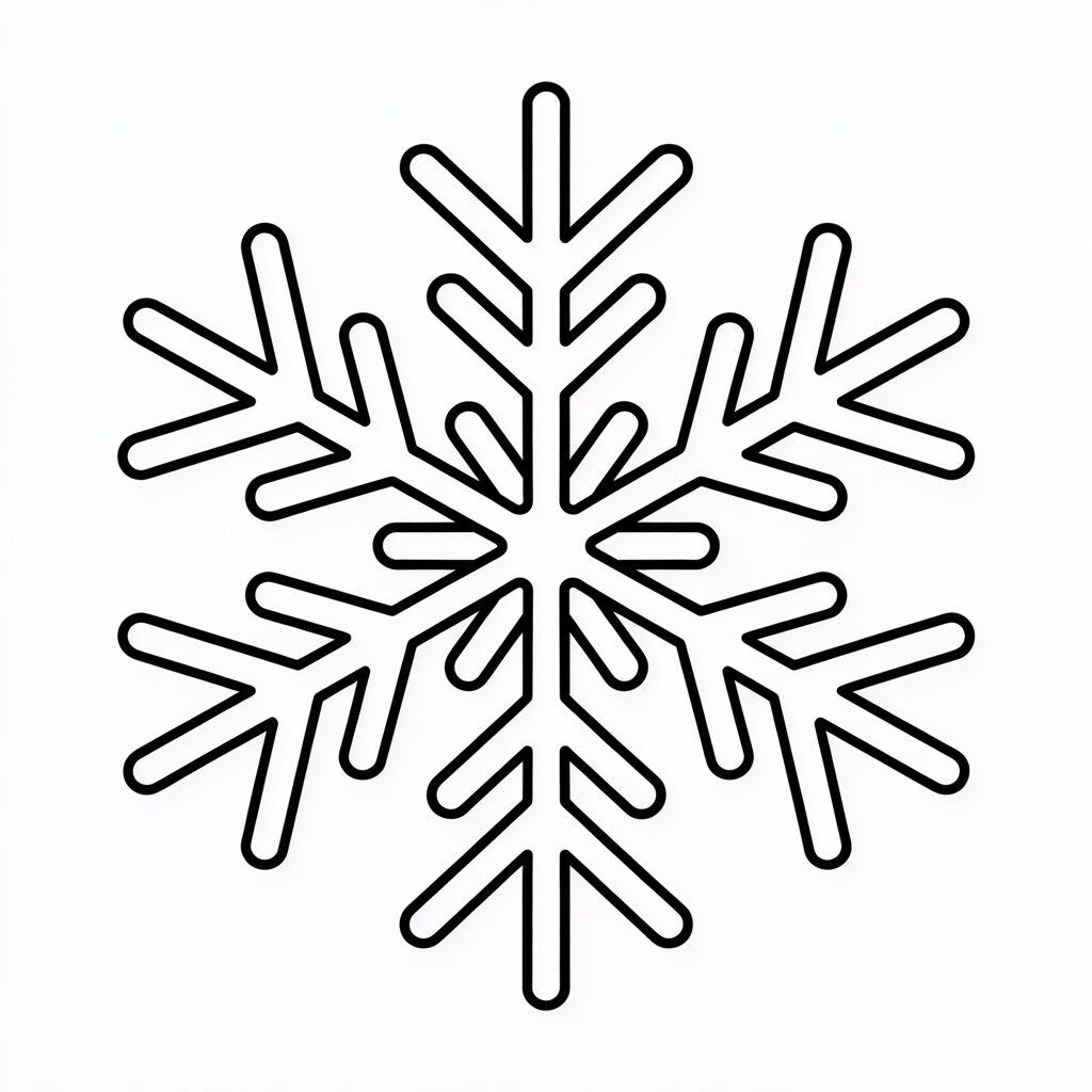 Simpel eenvoudige sneeuwvlok kleurplaat PDF