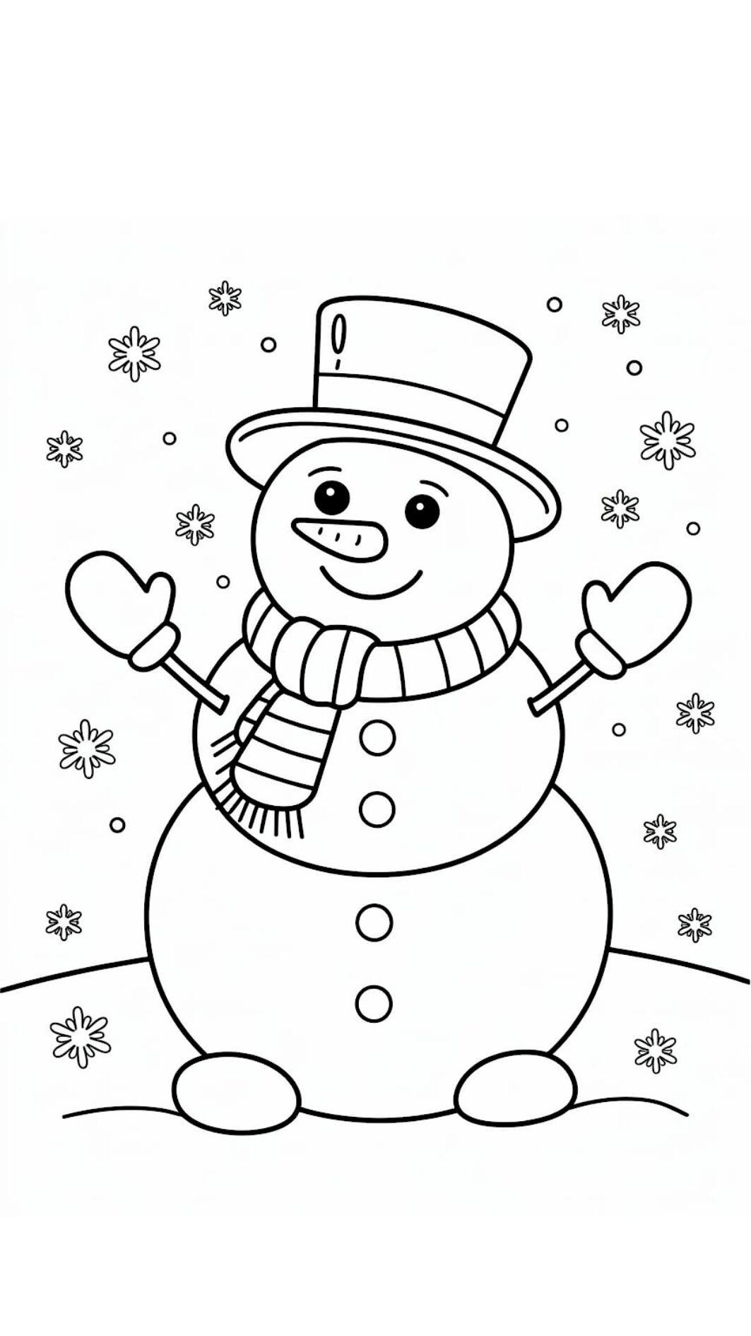 Sneeuwvlok met sneeuwpop kleurplaat