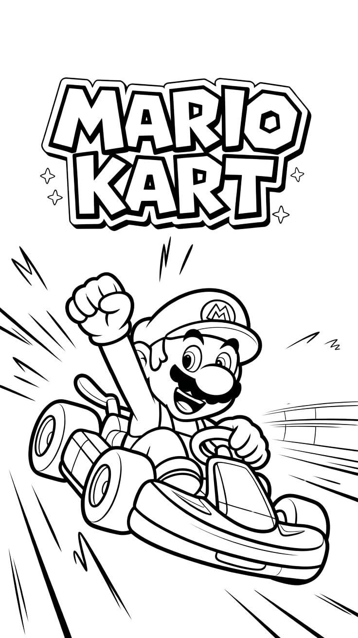 Super Mario Kart – Gratis kleurplaten printen