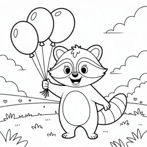 Wasbeer met ballonnetjes kleurplaat downloaden