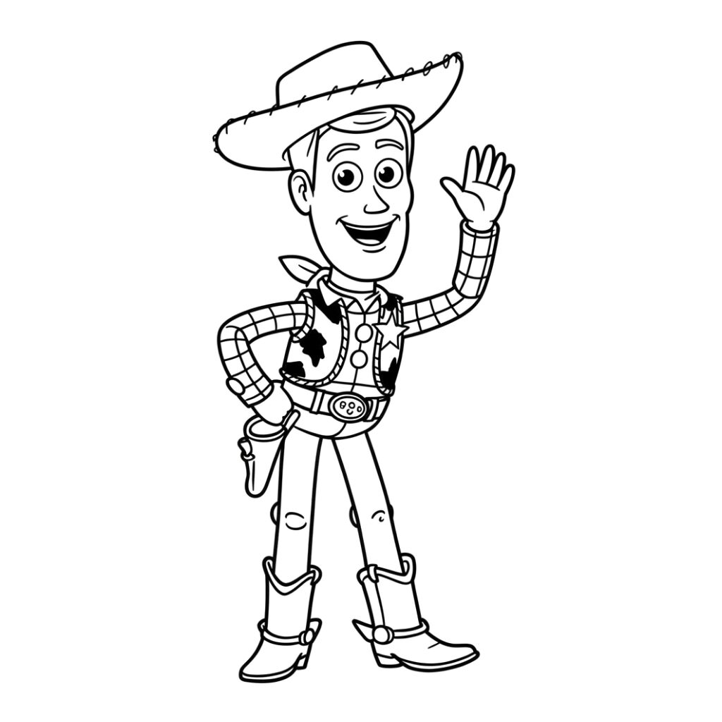 Woody en zijn cowboyoutfit kleurplaat gratis