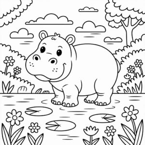 imagem de hipopótamo para colorir